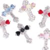 Wholesale Double-sided alloy flower cross straight hole loose beads beaded DIY mobile phone chain key chain bag chain jewelry accessories