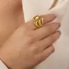 Wholesale Elegant Retro Geometric Copper Plating 18k Gold Plated Open Rings