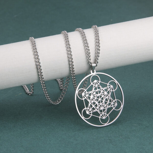 oly-6487eca5da12d7cbc91fec6734c18f6a Wholesale Titanium Steel Angel Seal Metatron Women Men's Geometric Kabbalah Garden Stainless Steel Necklace