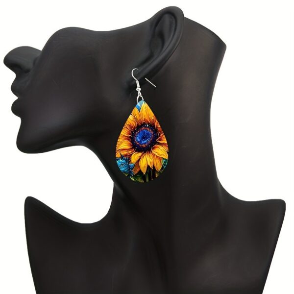Wholesale Stunning Sunflower Teardrop Earrings