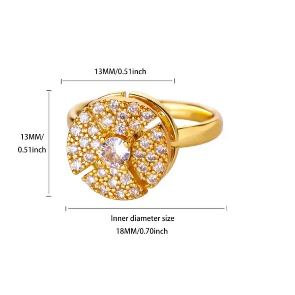 Wholesale Unique Design Rotatable Small Sunflower Ring 18K Gold Plated Stress Relief Style Birthday Festival Gift Elegant Classical Romantic Modern Sweet