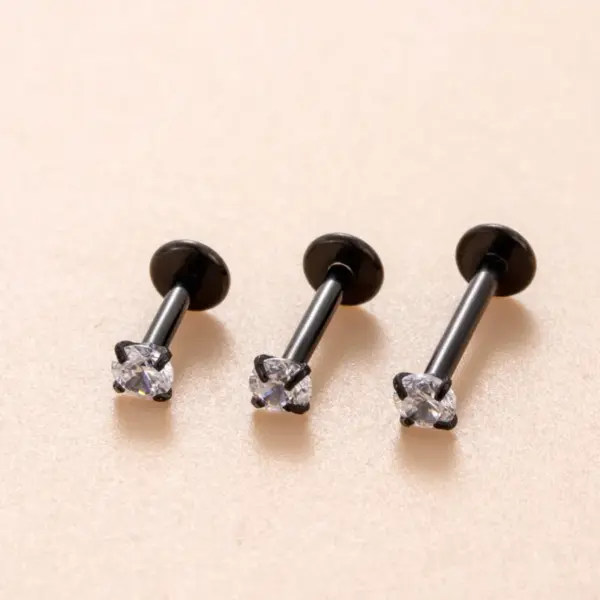 1 Piece 316L Stainless Steel Zircon Ear Cartilage Rings & Studs Round Waterproof Non Tarnish Surgical Steel Women's
