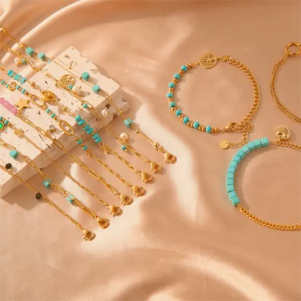 PVD Coated 18K Gold Plated Star Tree Heart Shape 201 Stainless Steel Retro Ethnic Style 201 Stainless Steel Lobster Trier Clasp Closure Bracelets