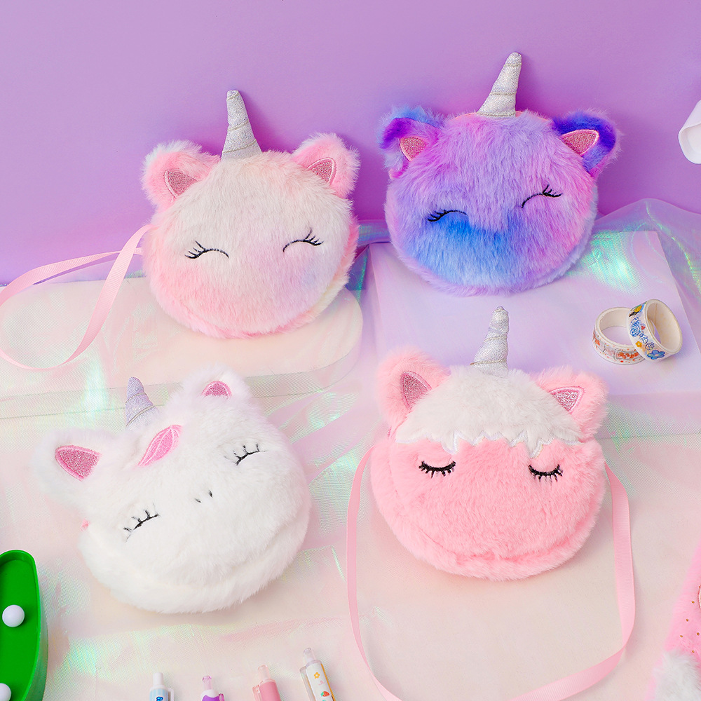 Wholesale Chilen's crossbody bag cartoon unicorn plush shoulder bag