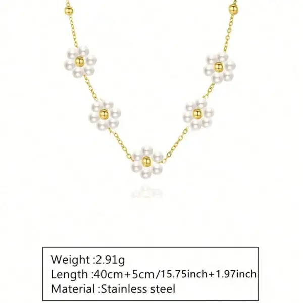 304 Stainless Steel Plastic Flower Ion Plating (IP) Plastic 18K Gold Plated Sweet Waterproof Non Tarnish Inlay Regular Chain Multicolor-Golden Yellow Pendant Necklace