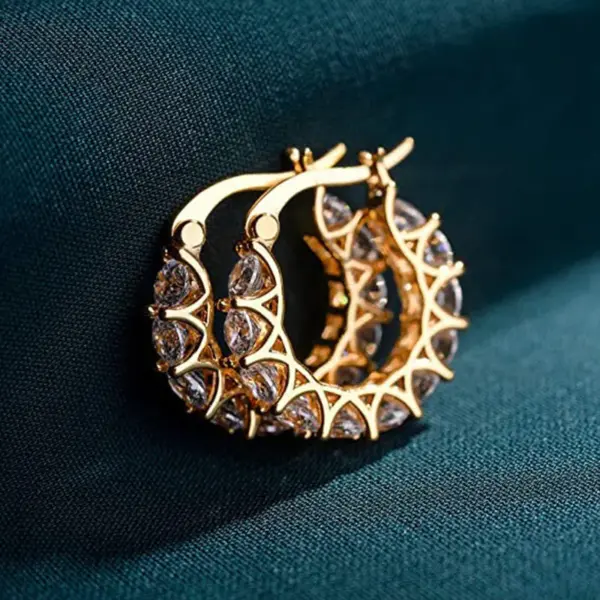Wholesale Fashion Full Inlaid Zircon Copper Lace Earrings U-shaped Earrings
