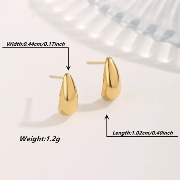 Vacuum Plating Real Gold Plated 18K Gold Irregular Square Water Droplets 304 Stainless Steel Streetwear Waterproof Non Tarnish Ear Studs