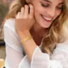 Wholesale PVD Coated Real Gold Plated 18K Gold Rectangle 304 Stainless Steel IG Style Simple Style Waterproof Non Tarnish 304 Stainless Steel Bracelets