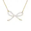 Wholesale PVD Coated Real Gold Plated Bow Knot Titanium Steel Elegant Waterproof Non Tarnish Necklace
