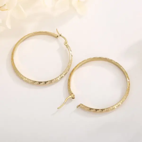 Wholesale 304 Stainless Steel Solid Color PVD Coated 18K Real Gold Plated Casual Simple Style Waterproof Non Tarnish Plating Hoop Earrings