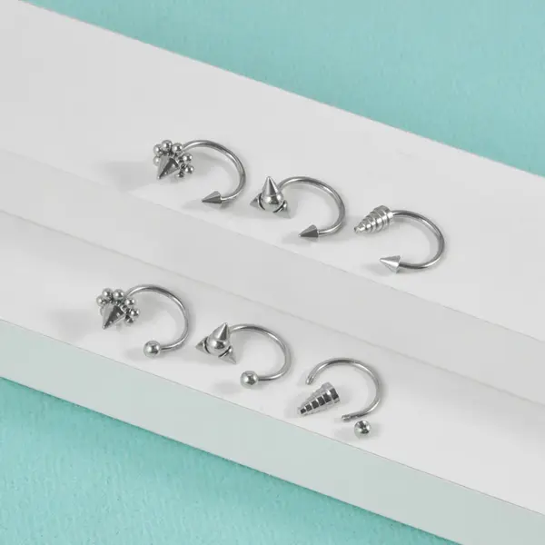 1 Piece Lip Rings Casual Simple Style Solid Color 304 Stainless Steel Plating