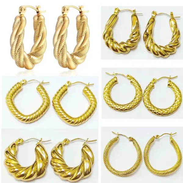 Wholesale 1 Pair Ins Style U Shape Geometric Plating Stainless Steel 18k Gold Plated Earrings
