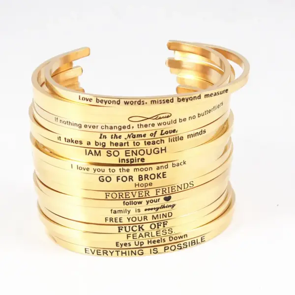 Wholesale Letter Stainless Steel Titanium Steel Retro Wristband Bracelets Bangle