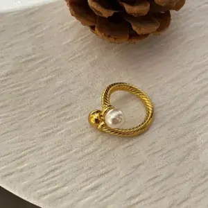 Cross Pearl Ring Titanium Steel / No. 7