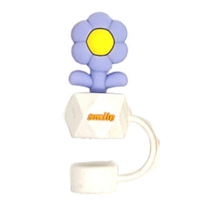 Straw cover [flower potted plant] light lavender purple + white / Bag without straw