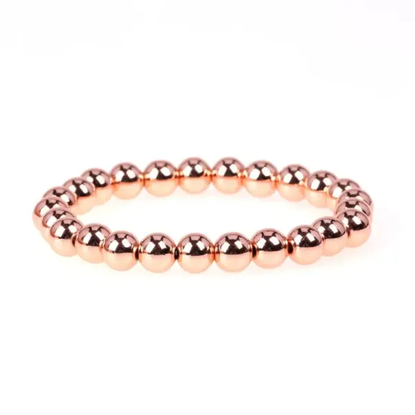 Wholesale New Popular Beaded Stretch Bracelets Color Preservation Plating 8mm Copper Bead Bracelet Wholesale