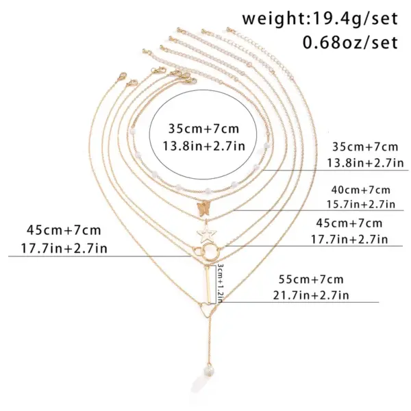 Wholesale Jewelry Retro Star Heart Shape Arylic Alloy Copper Plating Pendant Necklace Cable Chain