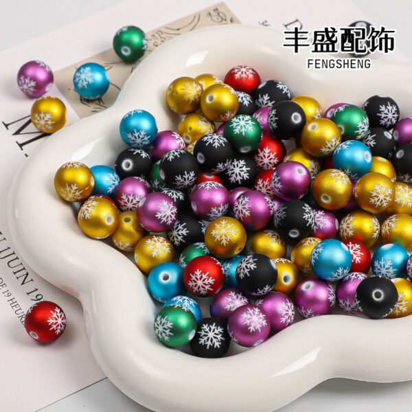 Wholesale Acrylic frosted textured paint snowflake Christmas colored beads