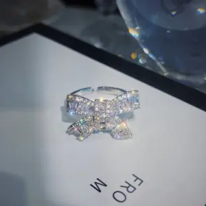 Zircon Bow Ring / Adjustable Opening