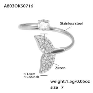 A803-Steel 5A Zircon Ring-7 / 7