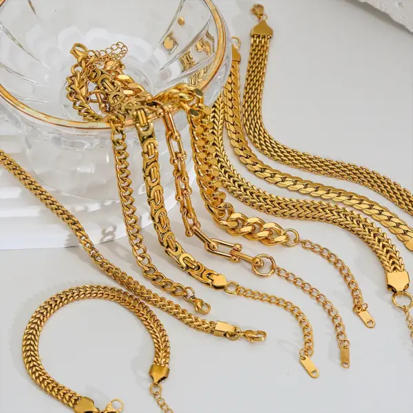 Wholesale Ion Plating (IP) Chains Print 304 Stainless Steel Basic Classic Style Waterproof Non Tarnish 304 Stainless Steel Chain Bracelet