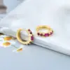 Wholesale Copper Geometric PVD Coated Zircon 18K Real Gold Plated Simple Style Classic Style Earrings