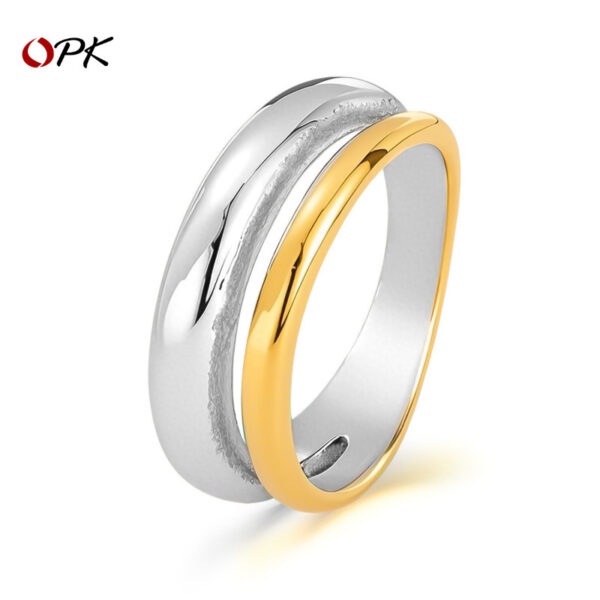 Wholesale OPK cross-border Europe and the United States INS personality ring female stainless steel niche fashion Joker color matching titanium steel ring