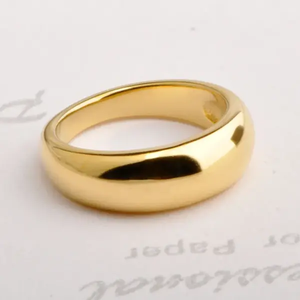 Wholesale PVD Coated Real Gold Plated 18K Gold Solid Color Stainless Steel Simple Style Waterproof Non Tarnish Rings
