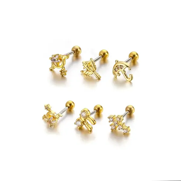 316L Stainless Steel Copper Zircon Ear Cartilage Rings & Studs Bow Knot Waterproof Non Tarnish Surgical Steel Women'S