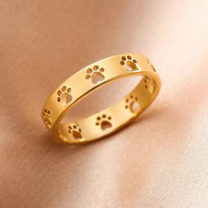 Wholesale Animal cat dog paw print ring Women's stainless steel pet footprint finger ring fashion Korean style jewelry wedding gift