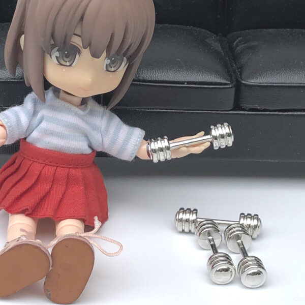 Wholesale 1:12 dollhouse dollhouse mini gym model ob11 accessories metal dumbbell sports model