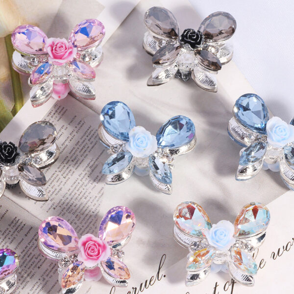 Wholesale DIY heavy-duty alloy rose and butterfly rhinestone beads with straight holes