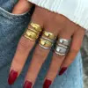 Wholesale PVD Coated Real Gold Plated 18K Gold Geometric 304 Stainless Steel Casual Simple Style Waterproof Non Tarnish Open Rings