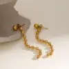 304 Stainless Steel Solid Color PVD Coated Real Gold Plated 18K Gold Simple Style Classic Style Waterproof Non Tarnish Plating Gold Drop Earrings