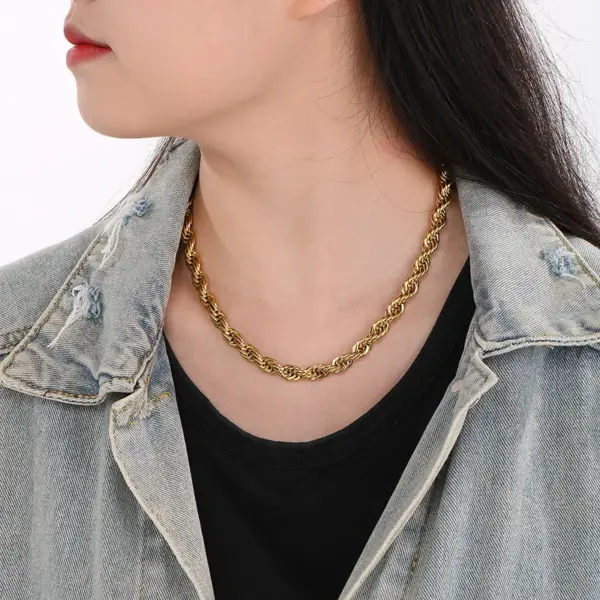 Wholesale Ion Plating (IP) 18K Gold Plated Geometric 304 Stainless Steel Simple Style Waterproof Non Tarnish Bracelets Necklace