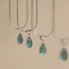 Wholesale Jewelry Chinoiserie Geometric Titanium Steel Glass Inlay Pendant Necklace
