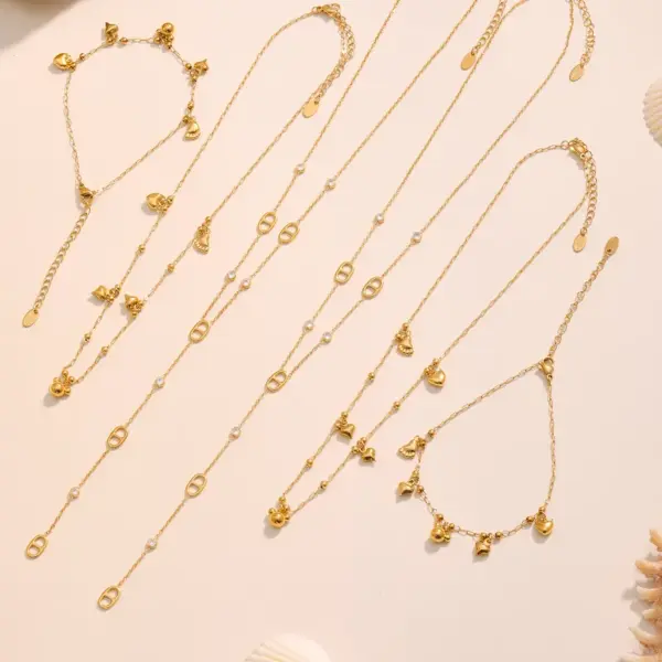 Wholesale Stainless Steel DIY Mini Bear Necklace Bracelet Ankle Chain Versatile Y-Shaped Pig Nose Lockbone Chain Jewelry Accessories