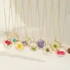 Wholesale Ion Plating (IP) 18K Gold Plated Dried Flower 304 Stainless Steel Casual Elegant Pendant Necklace