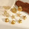 Wholesale 1 Pair Vintage Style Classic Style Scallop Star Starfish Plating 304 Stainless Steel Ear Studs