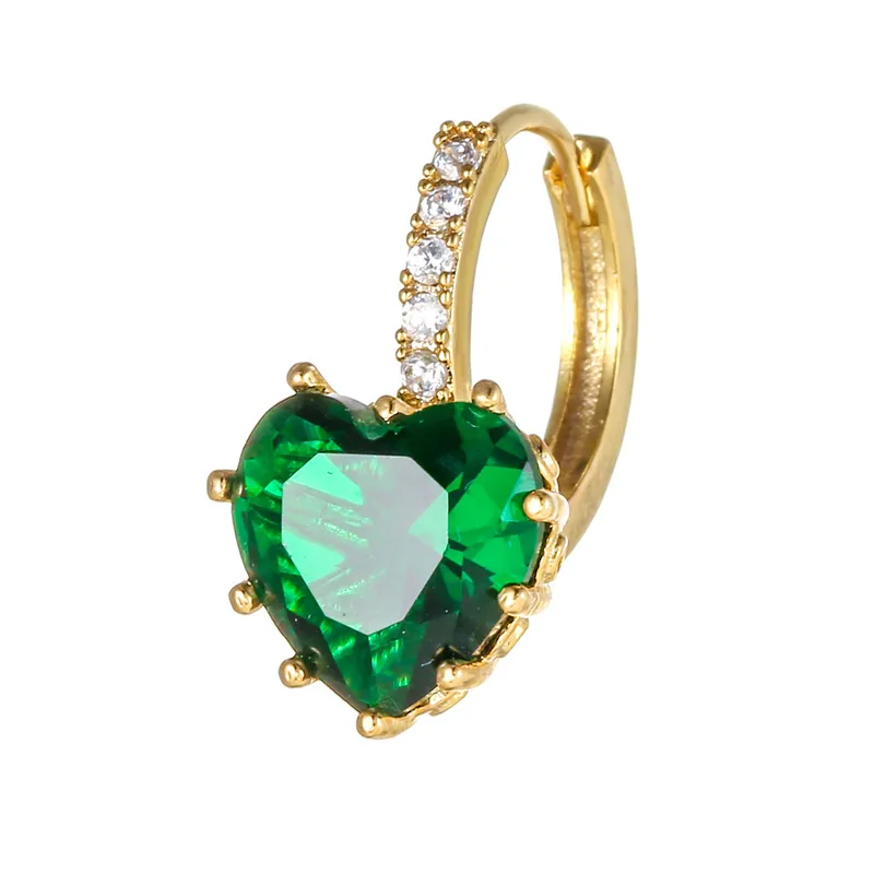 Wholesale Fashion Heart Brass Zircon Copper Earrings