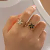 PVD Coated 18K Gold Plated Flower 304 Stainless Steel Simple Style Waterproof Non Tarnish Open Rings