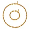 Wholesale PVD Coated Real Gold Plated Twist Titanium Steel Simple Style Waterproof Non Tarnish Bracelets Necklace