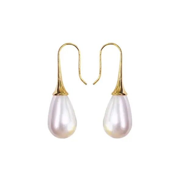 Wholesale Jewelry Lady Water Droplets Alloy Artificial Pearls Plating Inlay Ear Hook