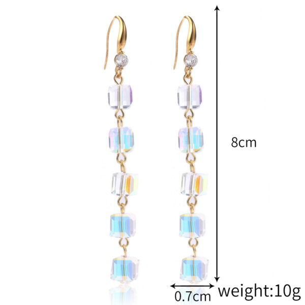 Wholesale Cross-border European and American Jewelry Hot Sale Long Crystal Earrings Light Luxury High-end Colorful Crystal Water Drop Earrings for Women