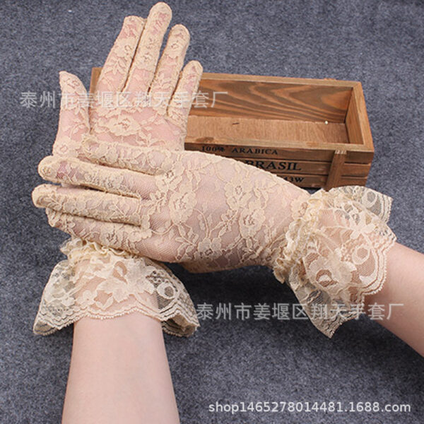 Wholesale Summer Black Large Lace Short Sunscreen Gloves