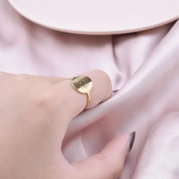 Wholesale PVD Coated Real Gold Plated 18K Gold Solid Color 304 Stainless Steel Classic Style Commute Waterproof Non Tarnish Rings