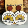 Wholesale Cross-border supply teacher gift school teacher librarian principal eardrops sunflower wooden colorful letters