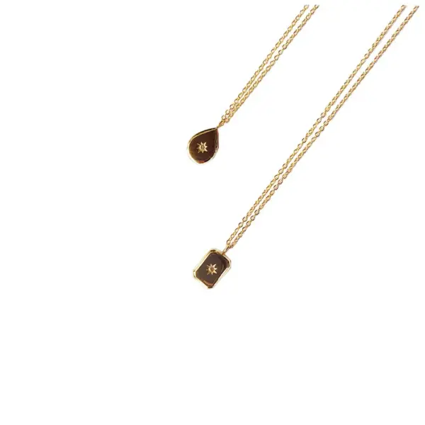 PVD Coated Real Gold Plated Water Droplets Titanium Steel Fashion Waterproof Non Tarnish Pendant Necklace