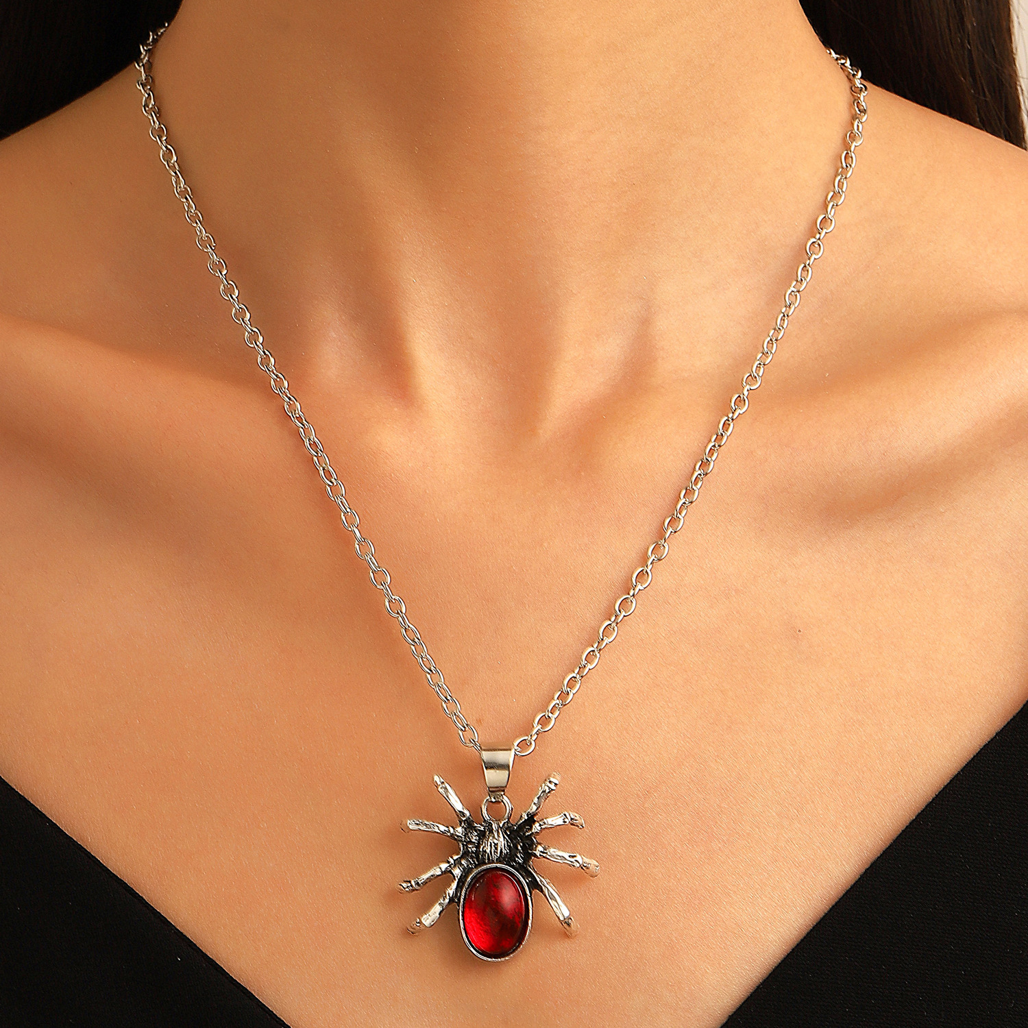 Wholesale Gothic Dark Pendant Necklace Ins European and American Style Distinctive Long Clavicle Chain Woolen Chain