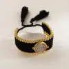 Wholesale Jewelry Ethnic Style Saint Benedict Color Block Copper Braid Wristband